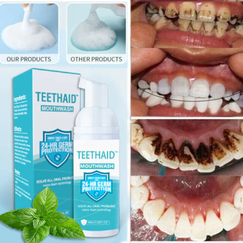 🔥"Teethaid™🔥 Enjuague bucal, blanqueamiento dental, Curación de úlceras bucales, Eliminación del mal aliento, Prevención y curación de caries