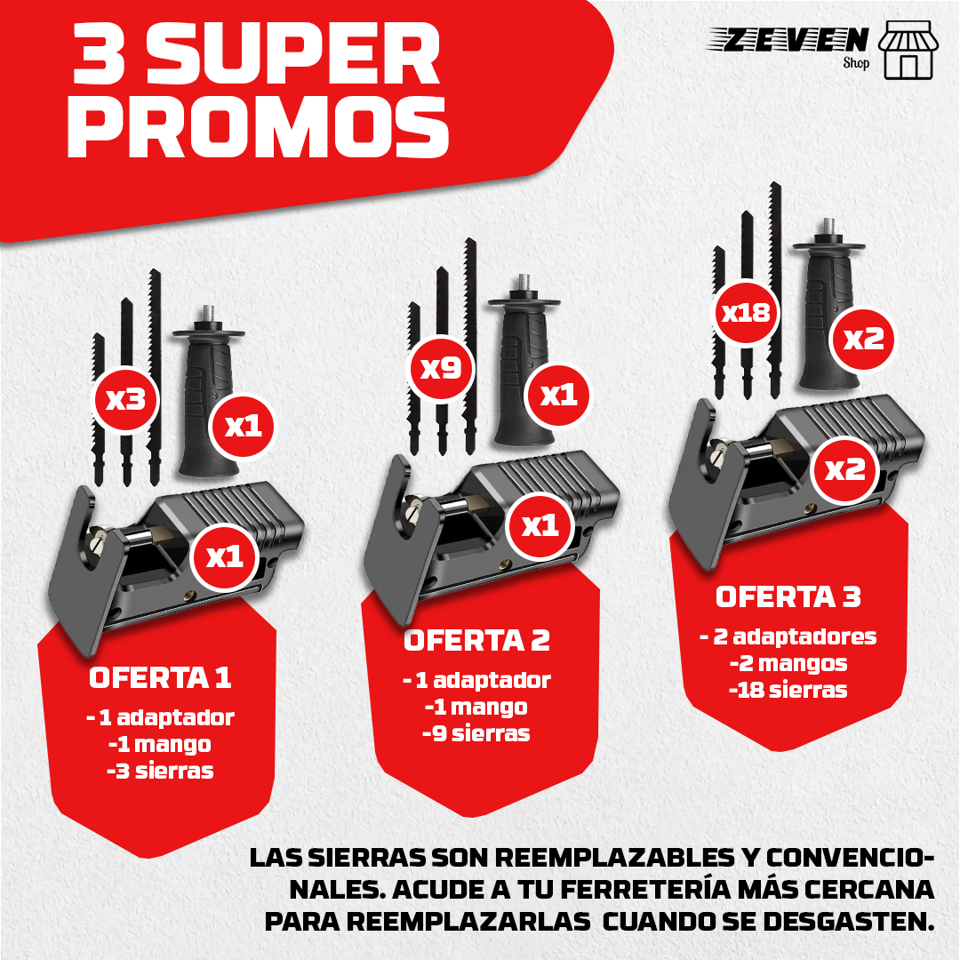 CutClean™ Adaptador de sierra eléctrica para taladro (Corta madera, acero y plástico)