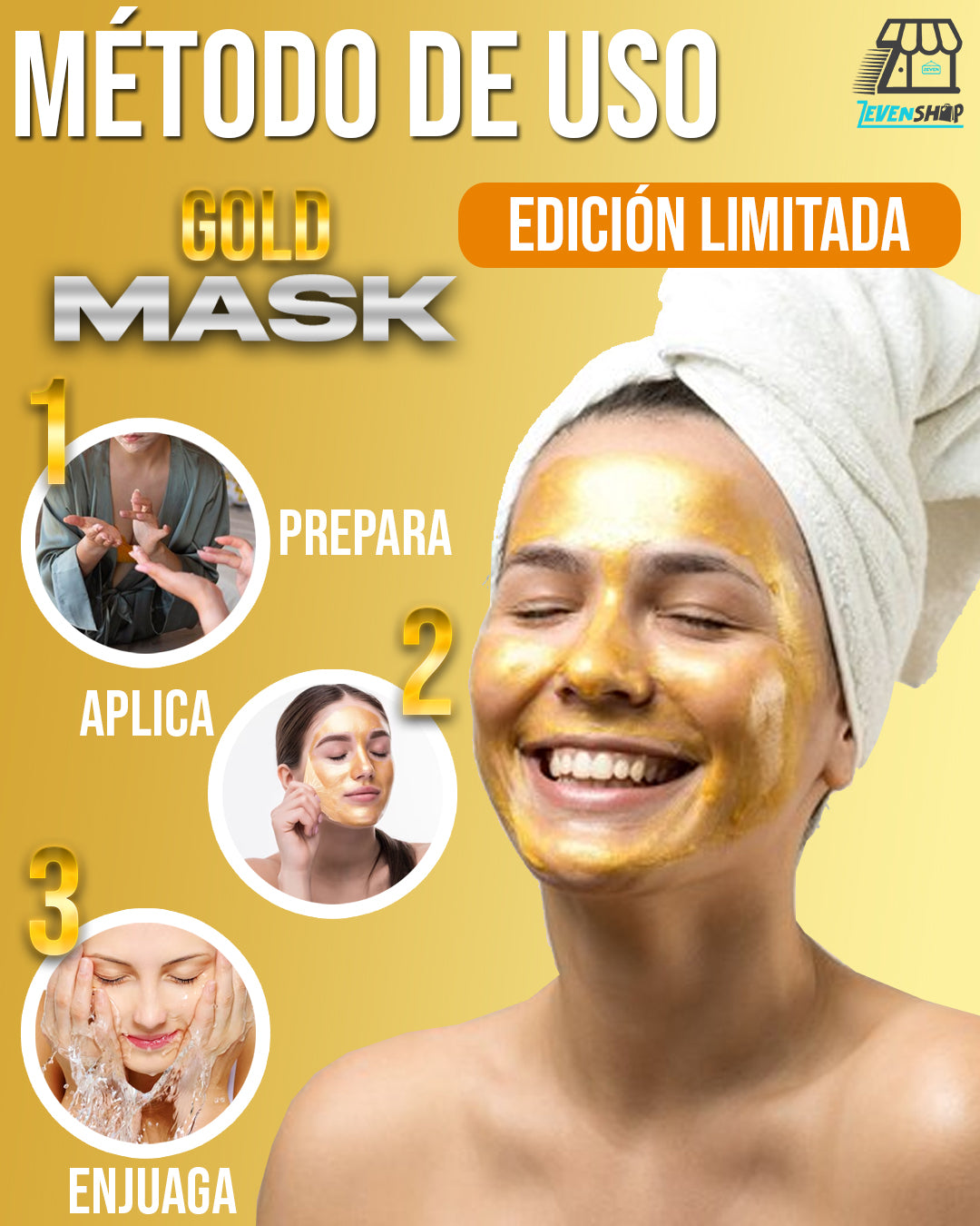 Mascarilla dorada de veneno de serpiente y retinol