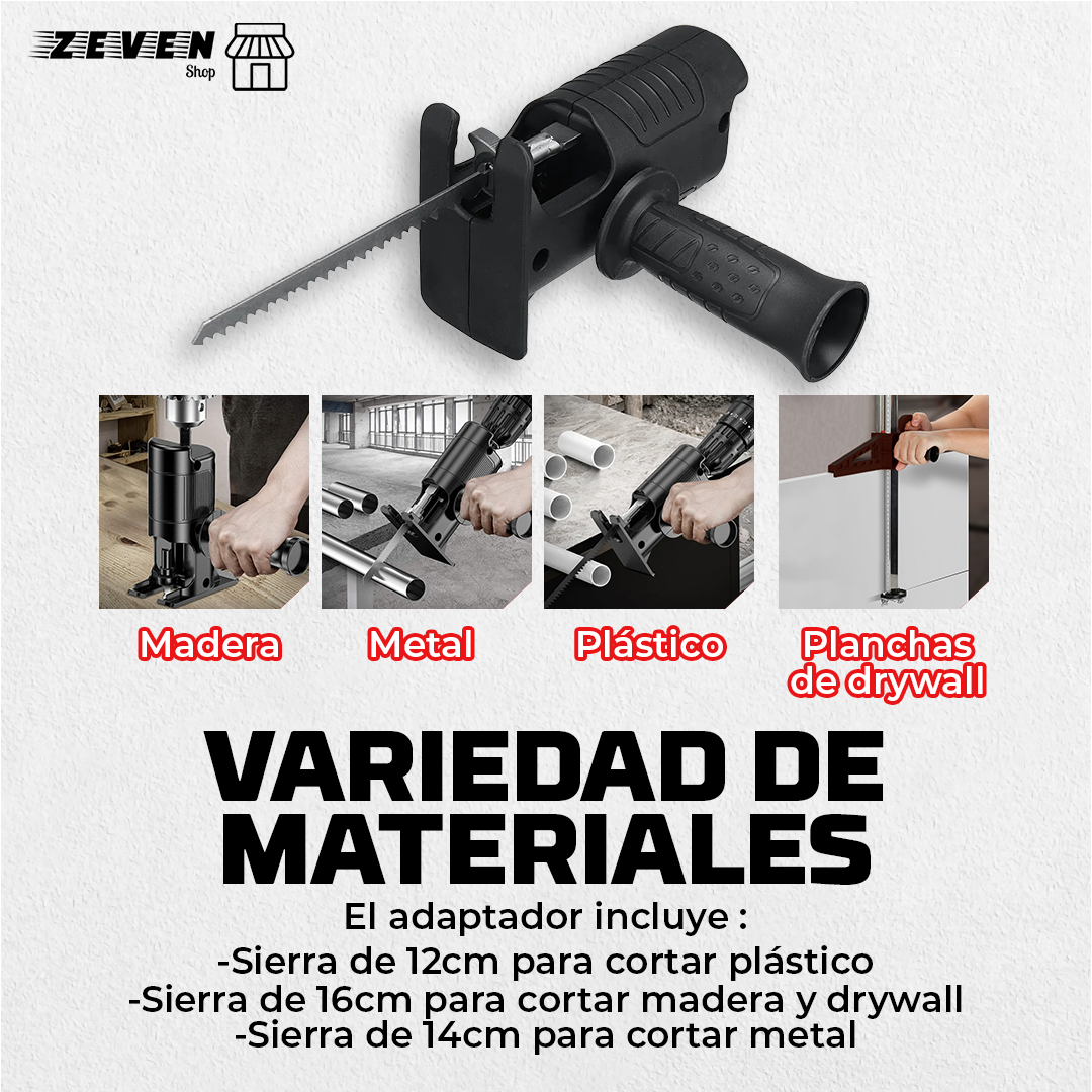 CutClean™ Adaptador de sierra eléctrica para taladro (Corta madera, acero y plástico)